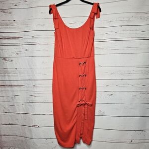 VENUS Orange Bow Shoulder Dress